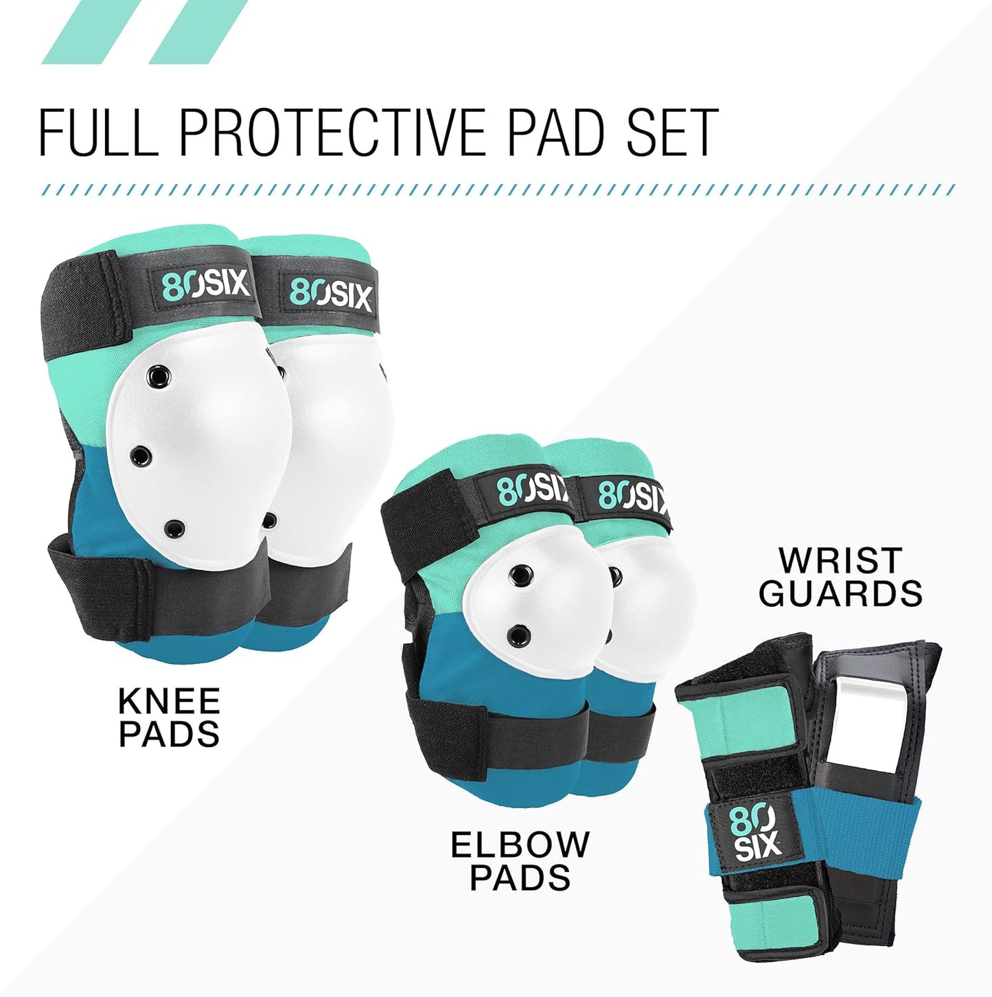 80Six Kids Multi-Sport Pad Set with Wristguards, Elbow Pads, and Knee Pads, Designed by Industry Leading Brand Triple 8