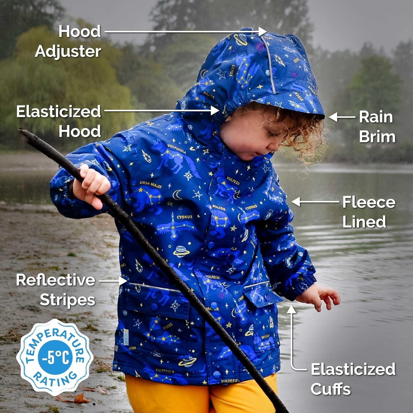 JAN & JUL Waterproof Fleece Lined Rain Jacket, Raincoat for Kids