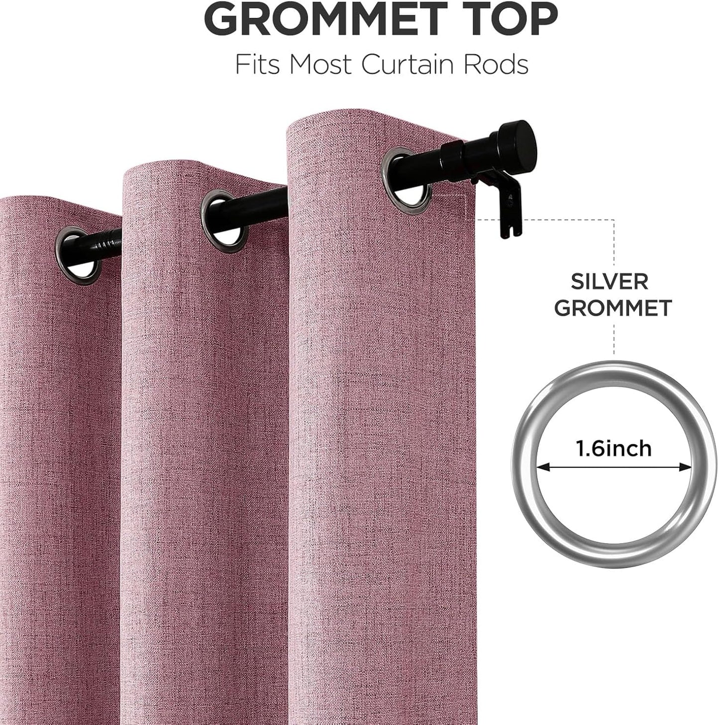 Joydeco Blackout Curtains 120 Inches Long 2 Panels Burg, Room Darkening Curtains for Bedroom, 100% Black Out Textured Thermal Drapes Privacy Protection 2 Panels Set(W52 x L120 Inch, Pink)