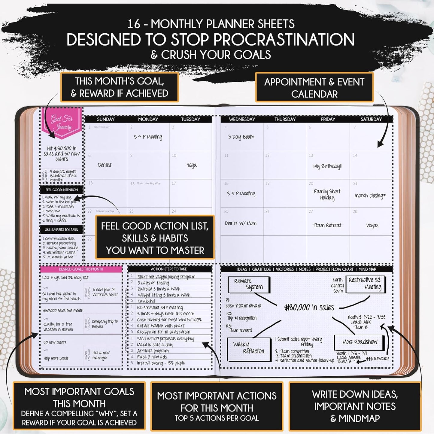 2025-2026 Planner Weekly and Monthly | 16-Month Life Planner to Increase Focus & Productivity | Reduce Overwhelm & Achieve Your Biggest Goals | Include Gift Box & Stickers | Sep 2025-Dec 2026