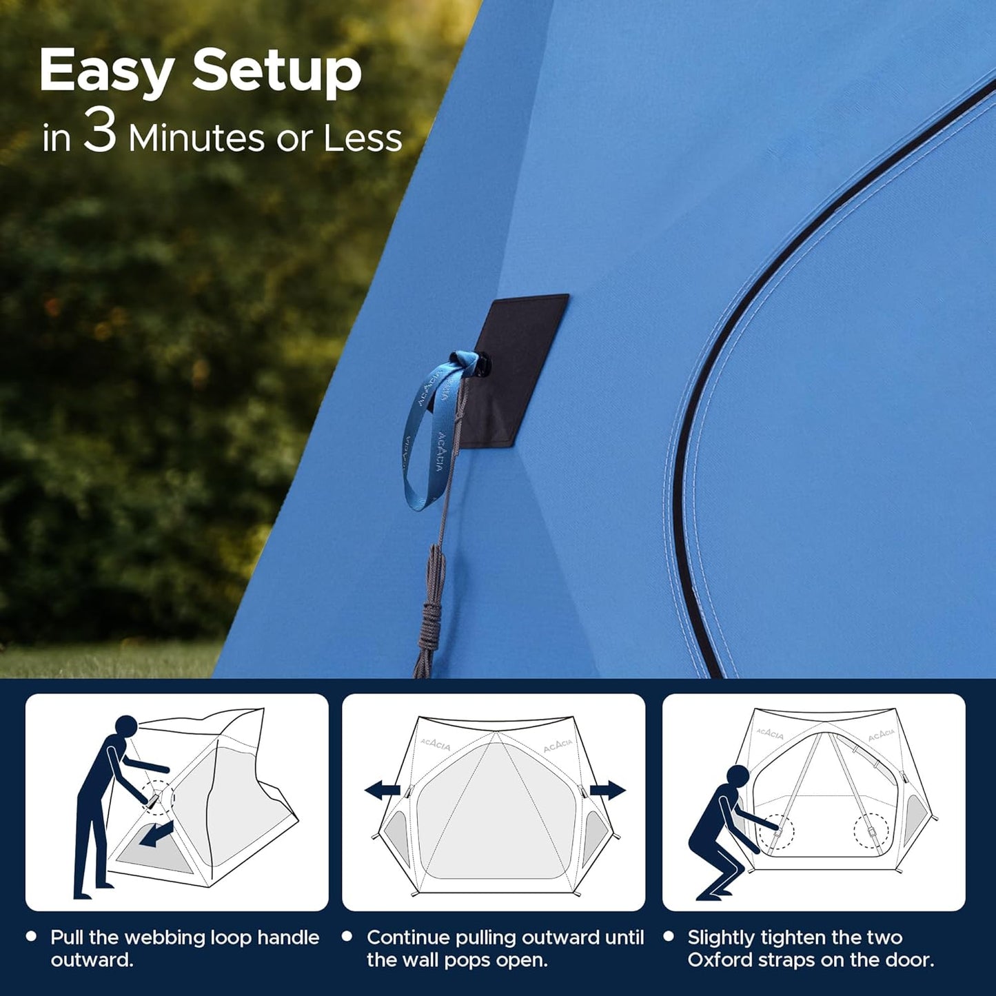 ACACIA Beach Tent Sun Shelter | 4-Person Portable Camping Tent with UPF 50+ Protection | Easy Setup Pop up Sun Shade | 10×10ft Privacy Sunshade for Camping & Backyard