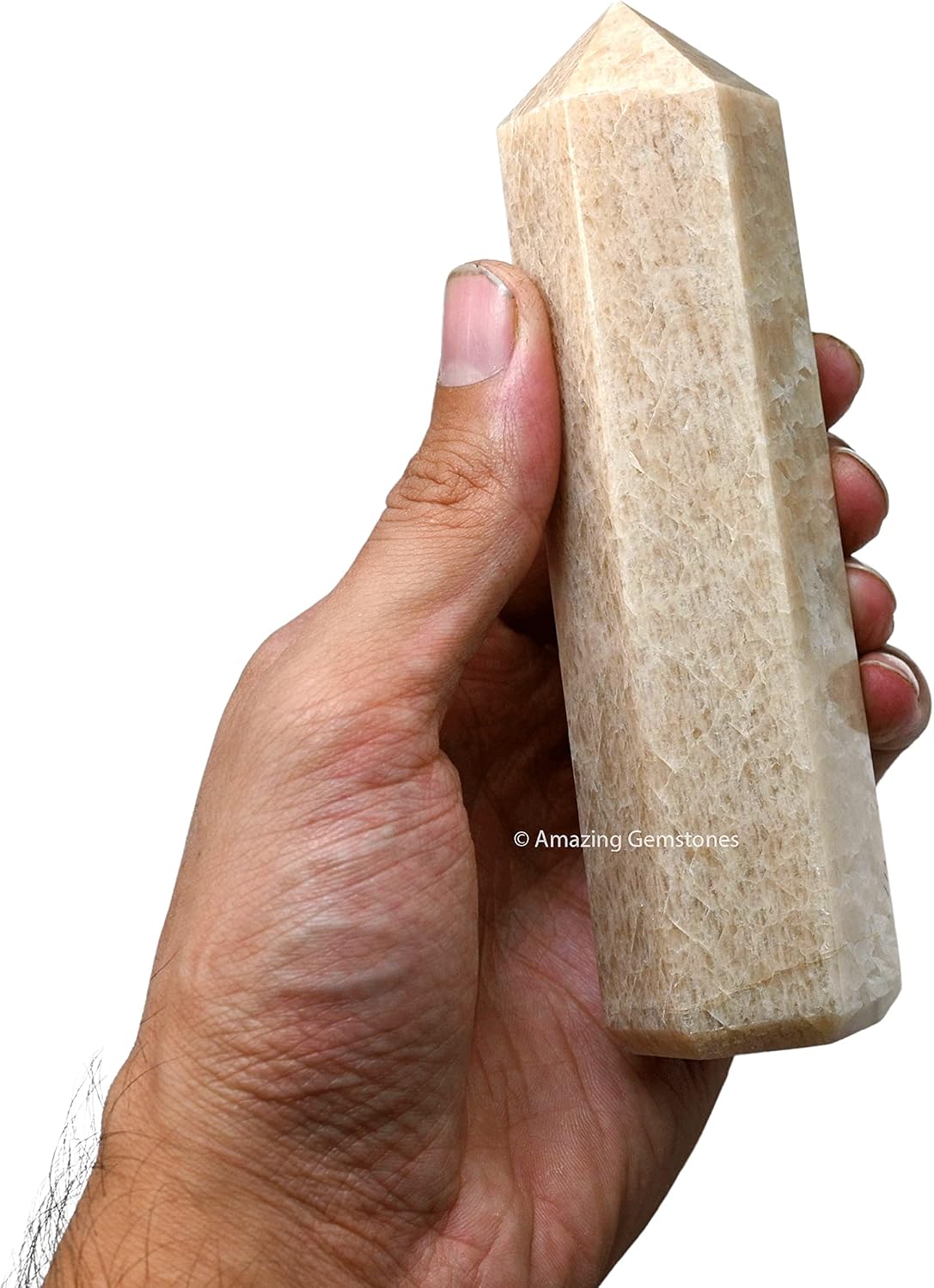 Amazing Gemstone Large Cream Moonstone Crystal Towers ~ Natural Healing Crystal Point Obelisk for Reiki Healing and Crystal Grid (5.5 to 6 INCH)