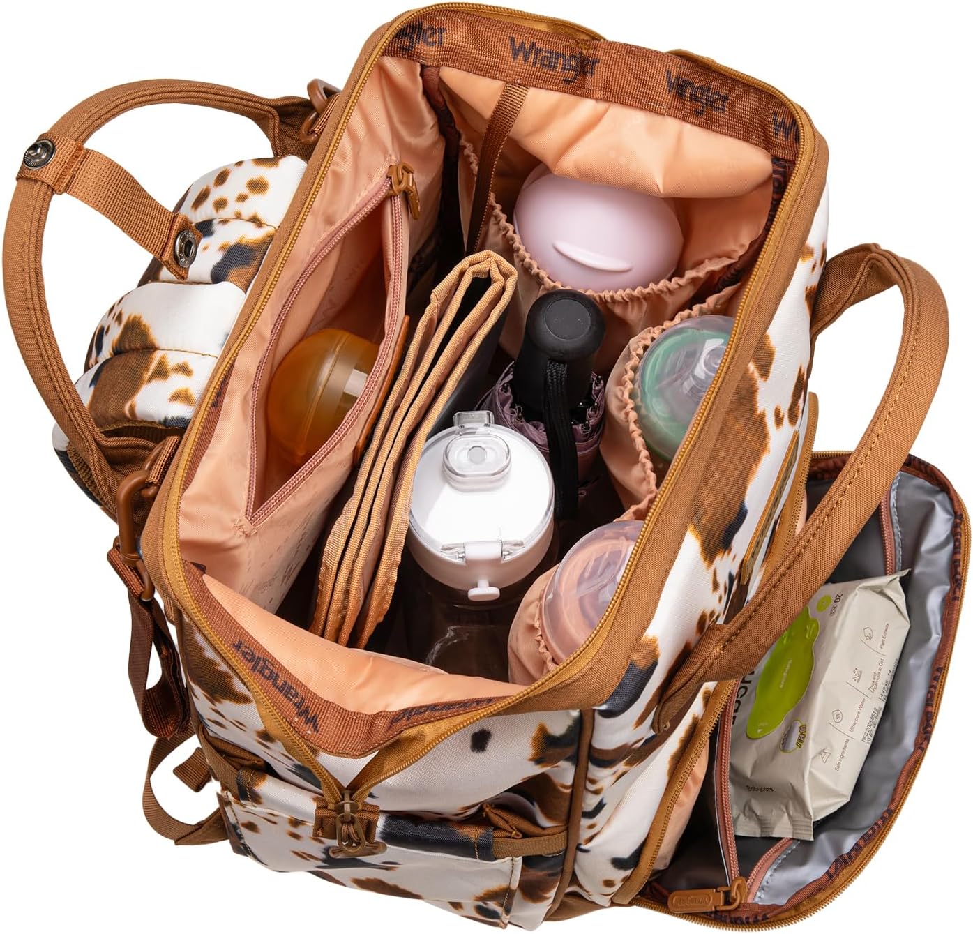 Wrangler Diaper Bag Backpacks Western Backpack Purses Multi-function Baby Bags for Mom with Waterproof Changing Pad & Pacifier Case