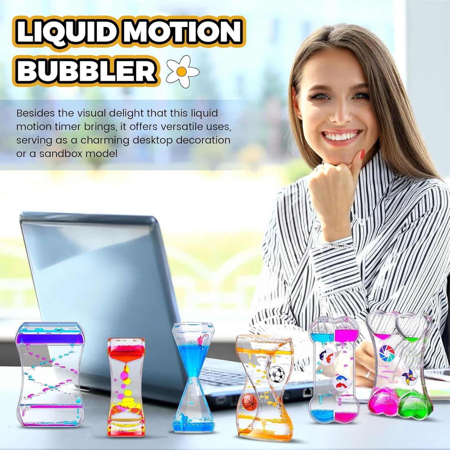 6 Pack Liquid Motion Bubbler Liquid Bubble Sensory Toys Colorful Oil Hourglass Fidget Toy Sensory Bottles Calming Toys Handheld Water Game for Boy Girl Autism ADHD Adults (Lively)