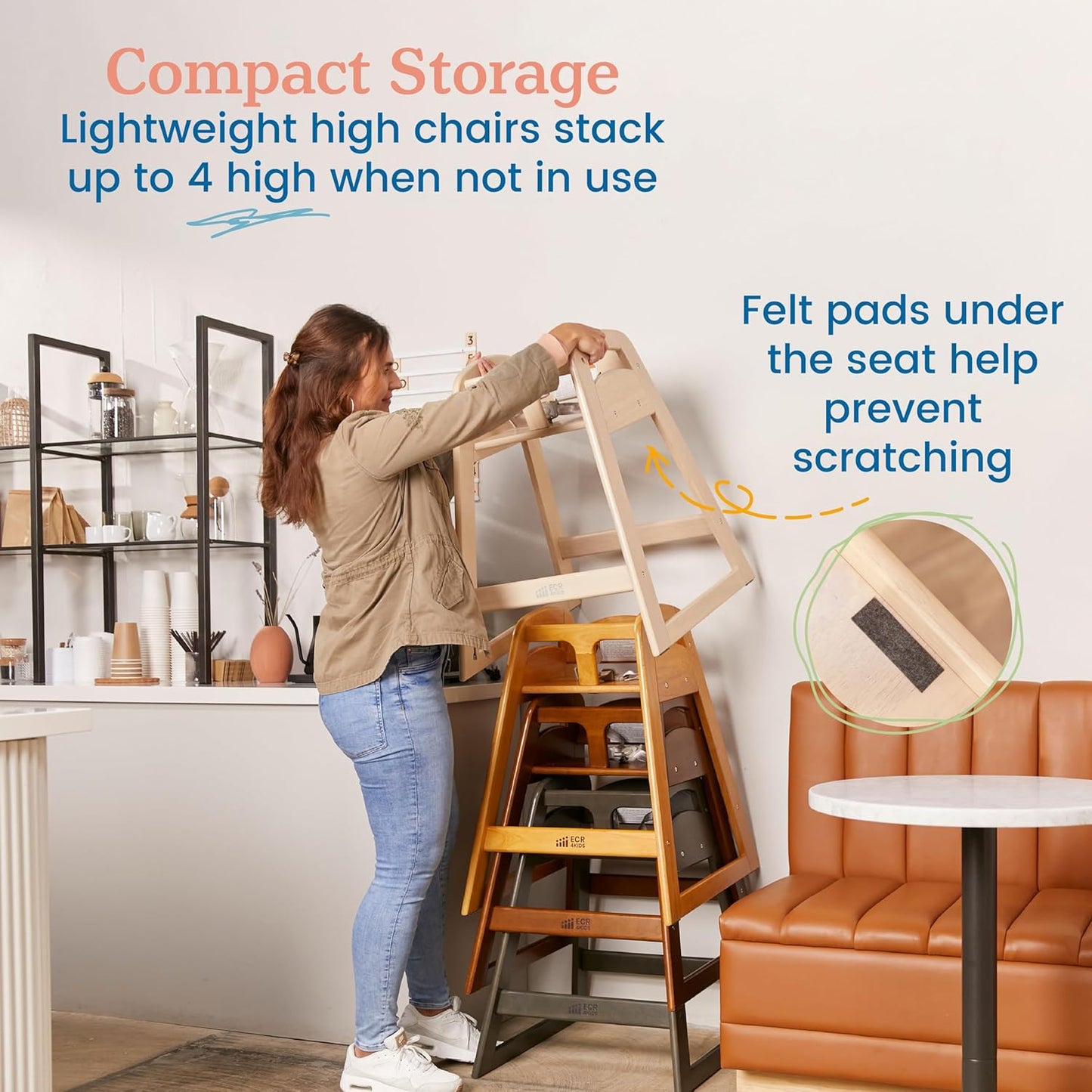 ECR4Kids ASATT Highchair, Toddler Chair, Dark Walnut