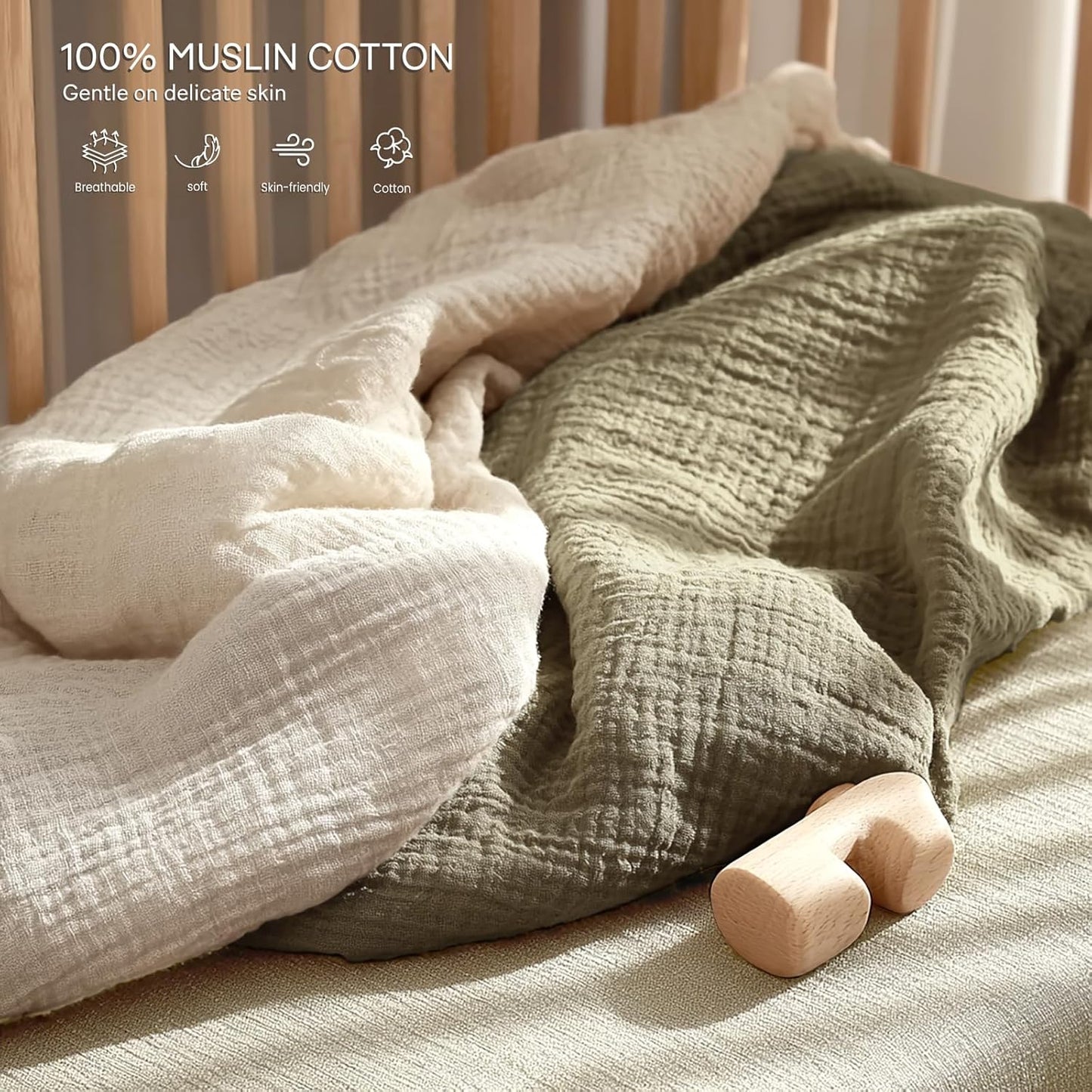 lulumoon Pack and Play Sheets Muslin: Cotton Fitted Sheets for 4moms Pack N Play - Soft Playard Sheets for Boys and Girls 2Pack