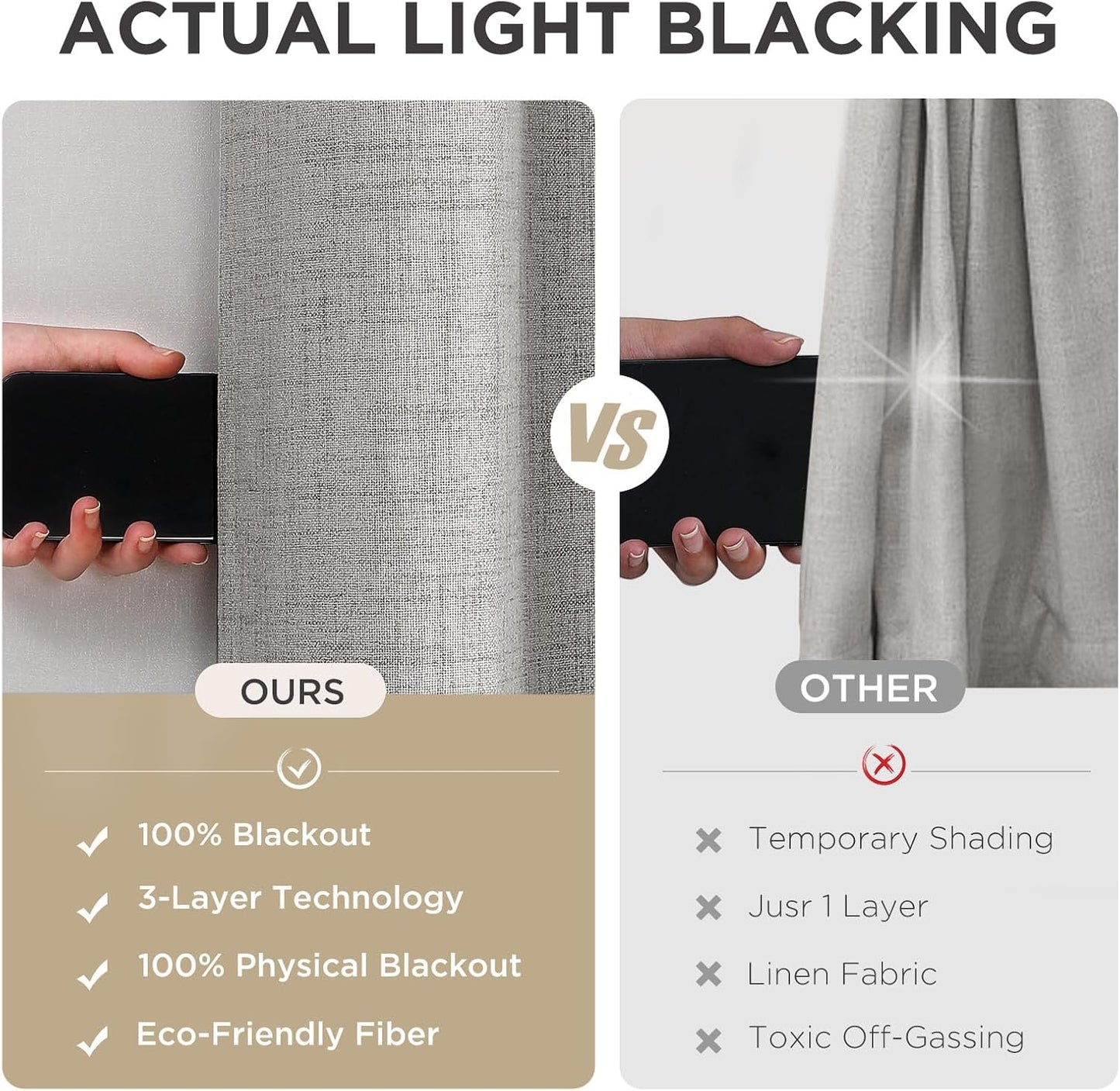 Joydeco Blackout Curtains 96 Inches Long, Light Blocking Curtains for Bedroom 2 Panels with Grommets, Thermal Insulated, Noise Reducing Room Darkening Drapes Privacy Protection for Living Room Window
