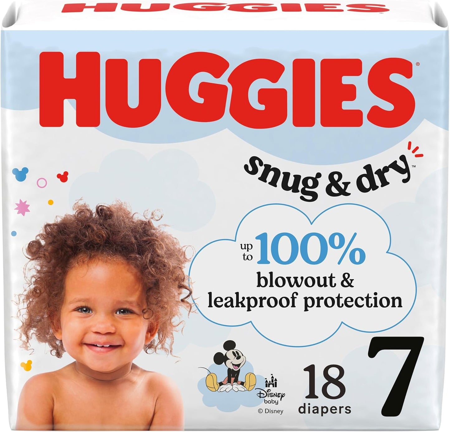 Huggies Size 7 Diapers, Snug & Dry Baby Diapers, Size 7 (41+ lbs), 18 Count, Packaging May Vary