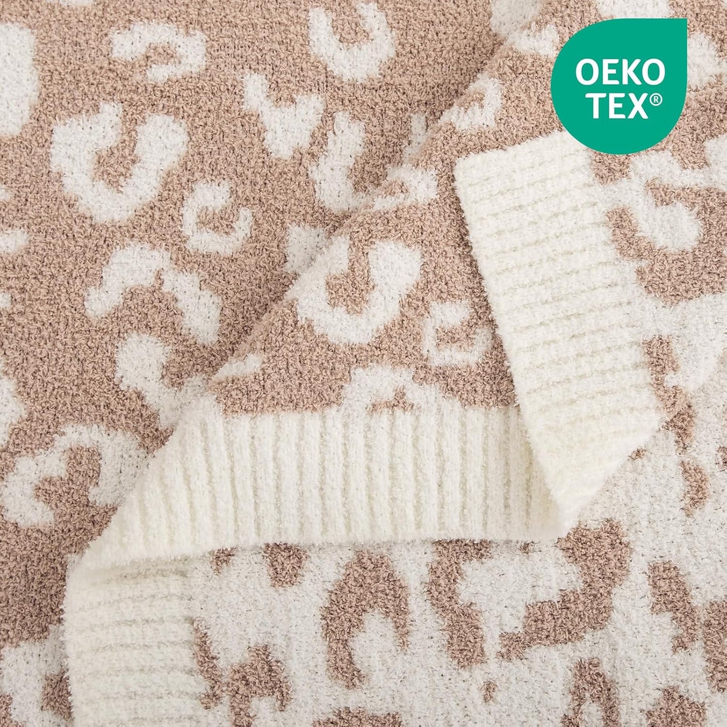 NEXHOME PRO Leopard Soft Blanket Twin Size, Fuzzy Throw Blanket for Couch Bed Sofa Picnic, Knit Blankets for Women Gifts Beige 60 x 80 inches