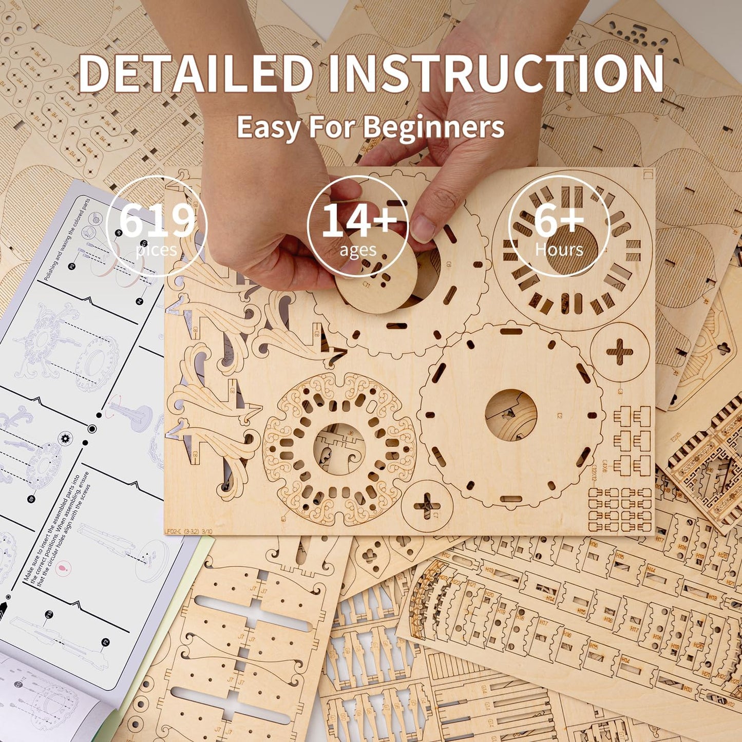 3D Puzzles for Adults, Wooden 3D Puzzle Model Lotus Pavilion Music Box Toys Building Kits, DIY Wood Crafts Cool Toy Hobbies for Men Women, Creative Assembly Gifts