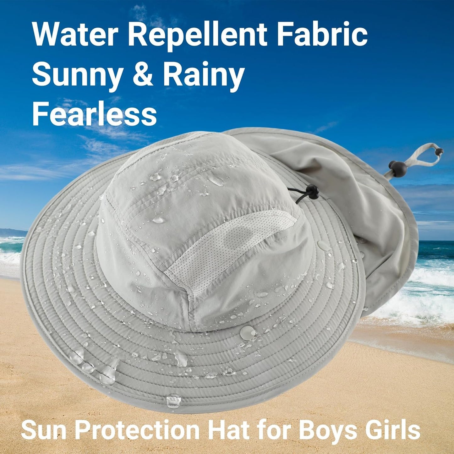 Home Prefer UPF 50+ Boys Sun Hat with Neck Flap Wide Brim Summer Beach Bucket Hat for Boys Girls Toddler Kids Safari Hat