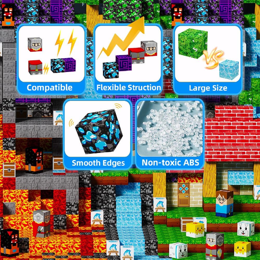 100pcs Magnetic Blocks Magnetic Building Blocks Set, Kids Sensory Toy for Toddlers STEM Learning, Stacking Magnets for Kids