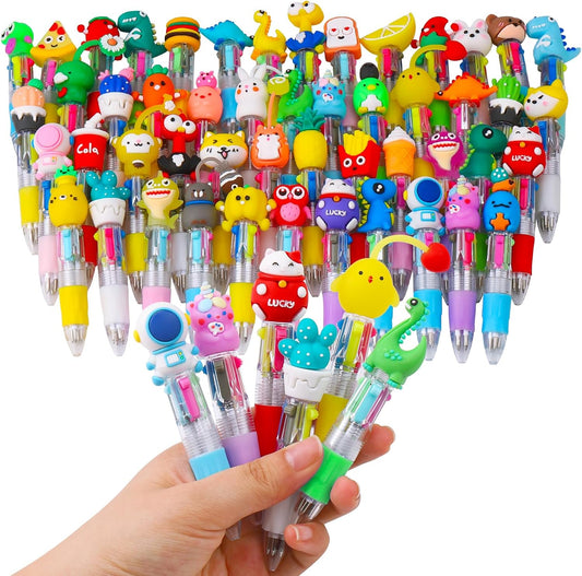 50Pcs Mini Multicolor Pens in One 4-in-1 Cute Pens Bulk for Kids, Ballpoint Pen for Birthdays and Children's Parties, Fun Pen Gifts Assorted Ink Kawaii Pen