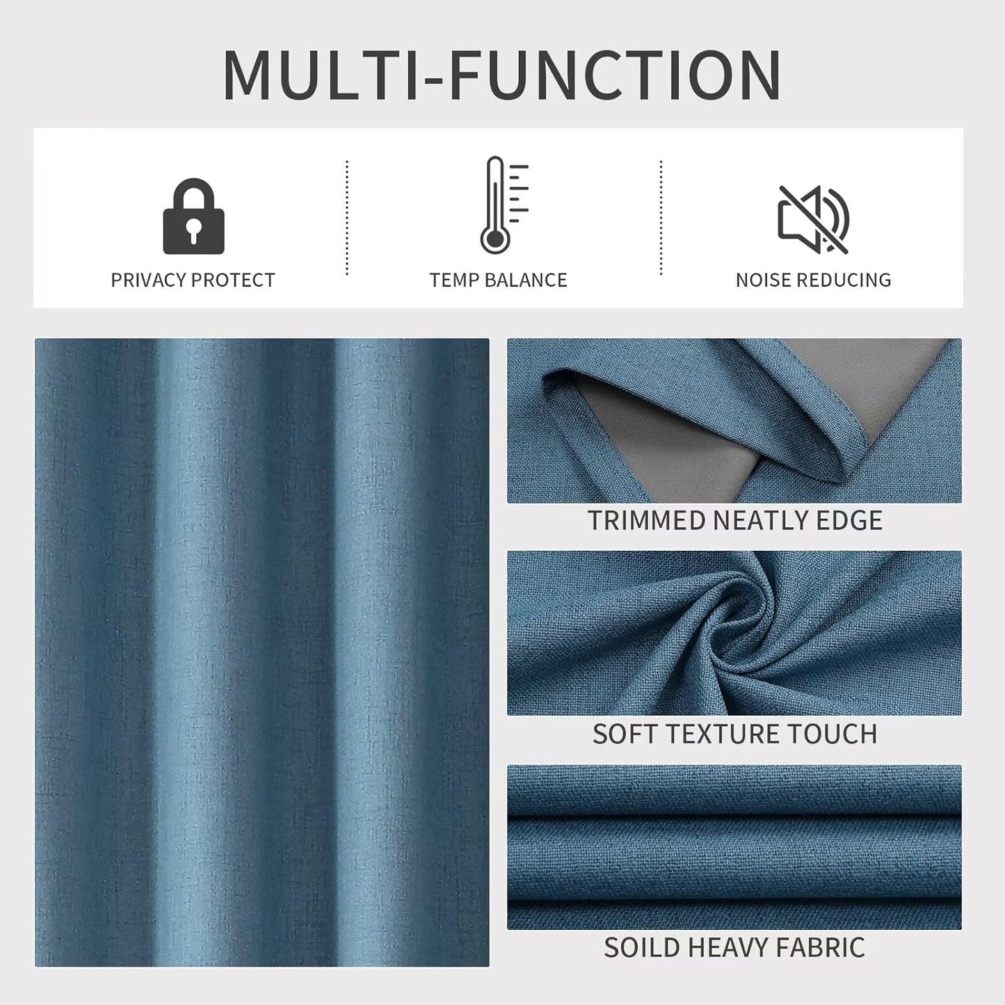 Joydeco Custom Light Blue Textured Total Blackout Curtain for Bedroom and Living Room. Grommet Textured Thermal Insulated Room Darkening Curtain 1 Panel (Custom Size and Color)
