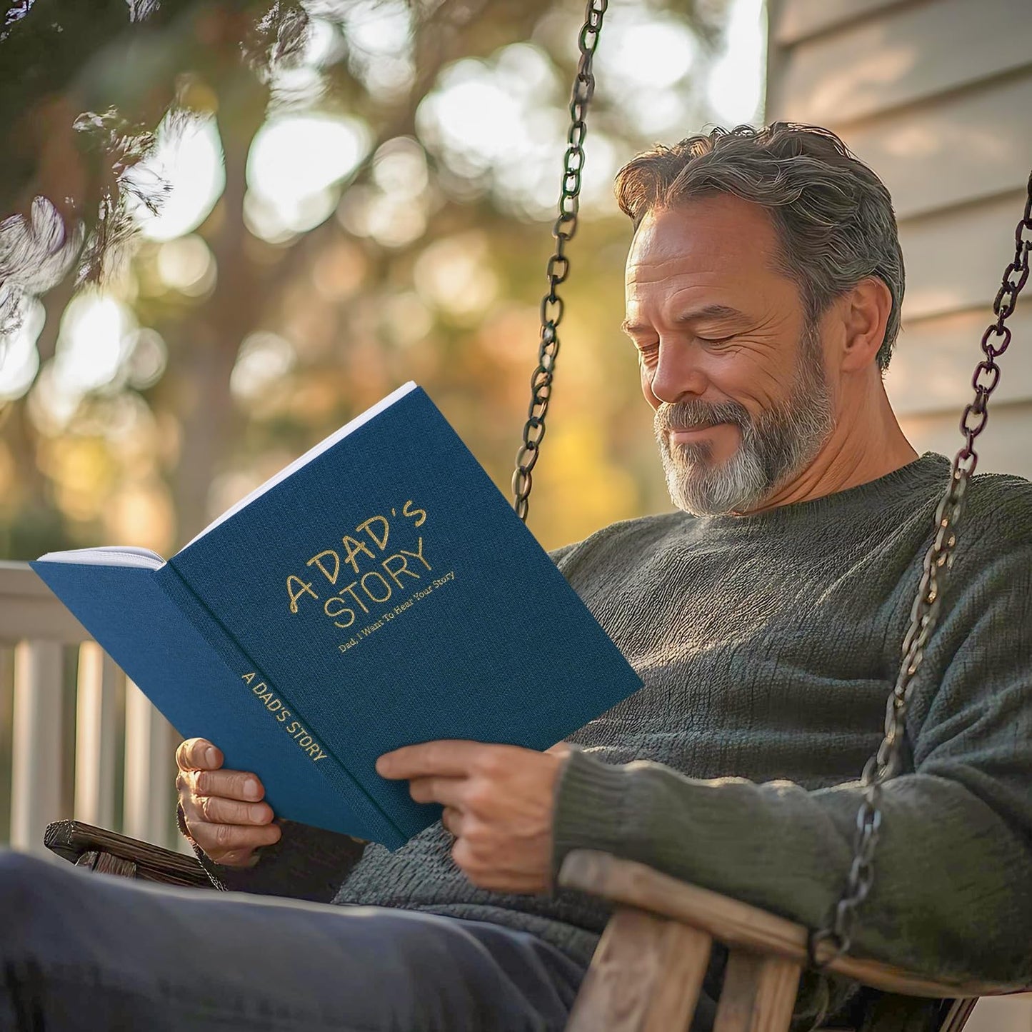 Artmag Dad's Life Story Journal Family Keepsake Book Linen Hardcover for Dad to Share His Memories, with 250+ Prompt Questions Book Gift for Birthday Father's Day Christmas (Blue)