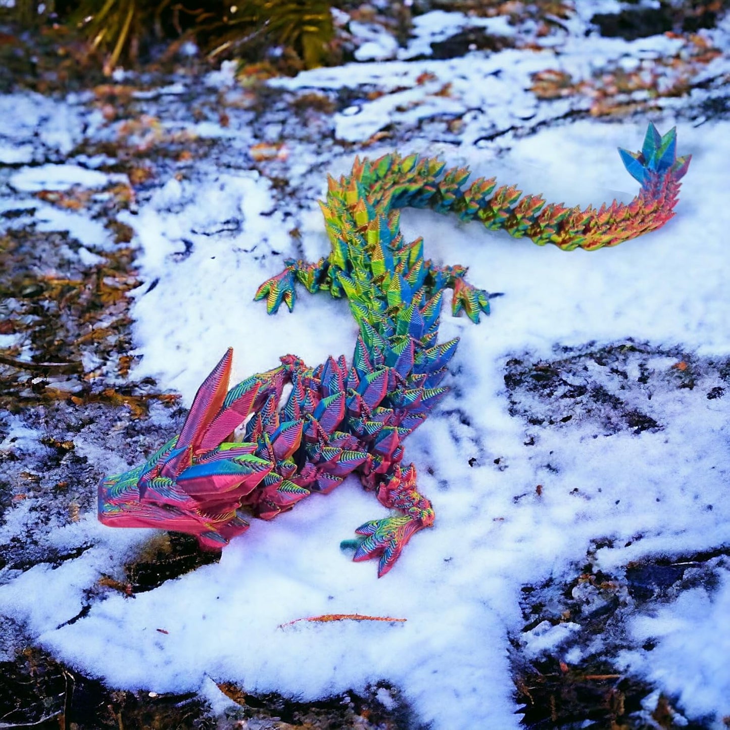 3D Printed Dragon Fidget Toy, Full Articulated Dragon Crystal Dragon, Home Office Decor Executive Desk Toys, Fidget Toys for ADHD (Color 1)