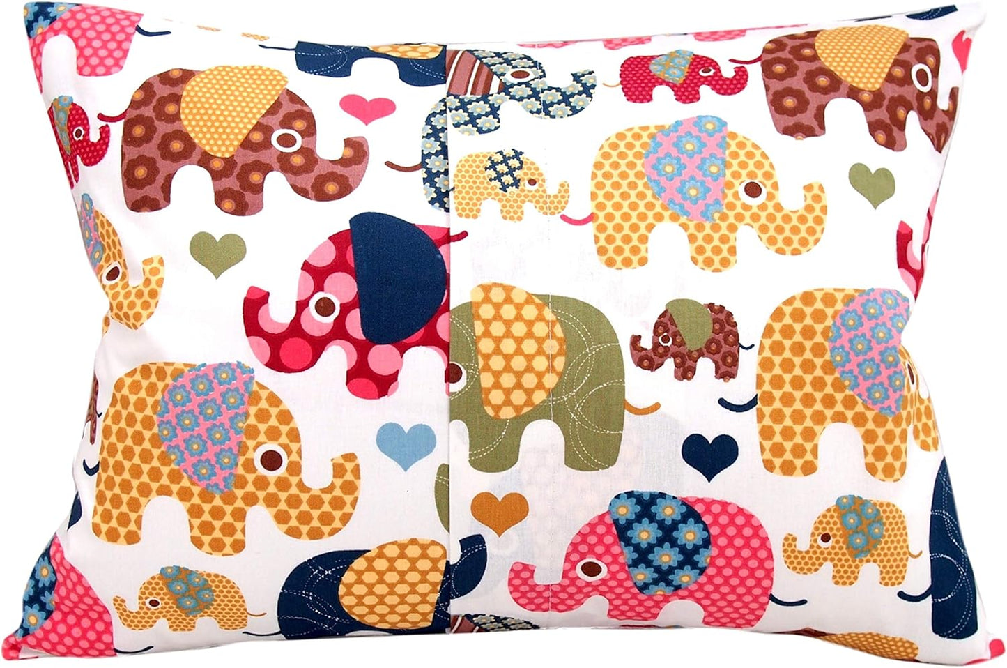 Toddler Pillowcase 13 x 18 Cotton - Elephant Pillow Cases, Travel Pillow Case Cover for Kids, Toddler Bedding Elephant Cases (Beige)