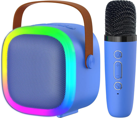Karaoke Machine for Kids Adults, Portable Bluetooth Speaker with Wireless Microphones and LED Lights, Kids Toys Birthday for Girls and Boys Ages 4,5,6,7,8,9,10,11,12+ Years, Home Party