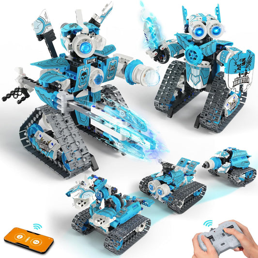 5 in 1 STEM RC Robot Building Kit, 398PCS APP & Remote Control Blocks DIY Engineering Robotics, Erector Science Set for Kids Age 6 7 8 9 10 11 12+, Educational Learn Toys Gift for Boys & Girls