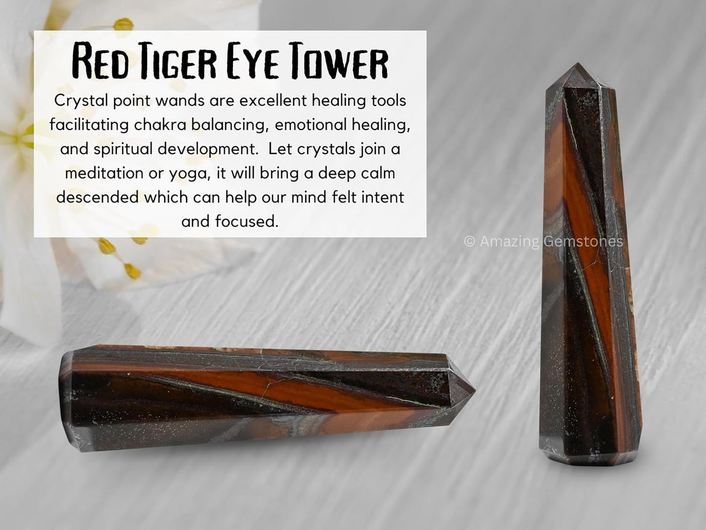 Amazing Gemstone Red Tiger Eye Crystal Towers - Natural Healing Crystal Point Obelisk for Reiki Healing and Crystal Grid (2 Inch to 3 Inch)
