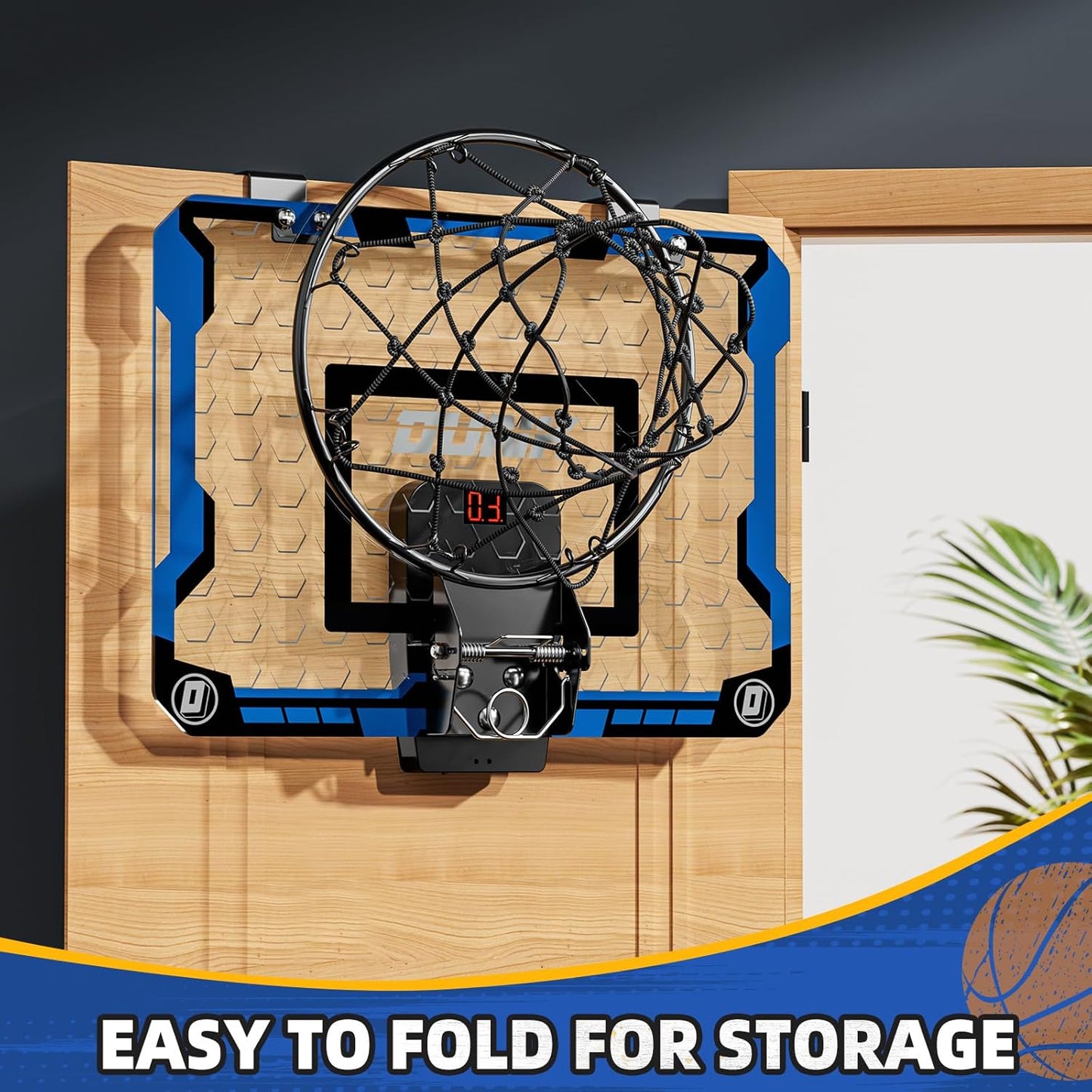 Indoor Basketball Hoop for Kids, Over The Door Mini Basketball Hoops, Mini Hoop with Scoreboard & 4 Balls, Kids Basketball Hoop Sport Toys Gifts for 5 6 7 8 9 10 11 12+ Year Old Boys