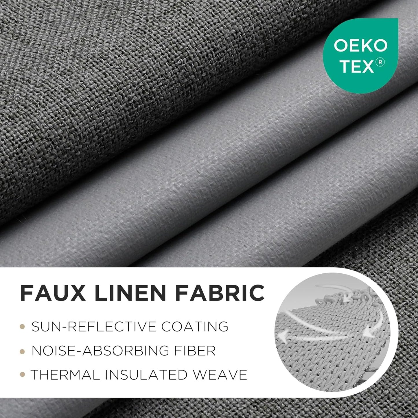 Joydeco Blackout Curtains 90 Inches Long 2 Panels Burg, Room Darkening Curtains for Bedroom, 100% Black Out Textured Thermal Drapes Privacy Protection 2 Panels Set(W52 x L90 Inch, Grey)