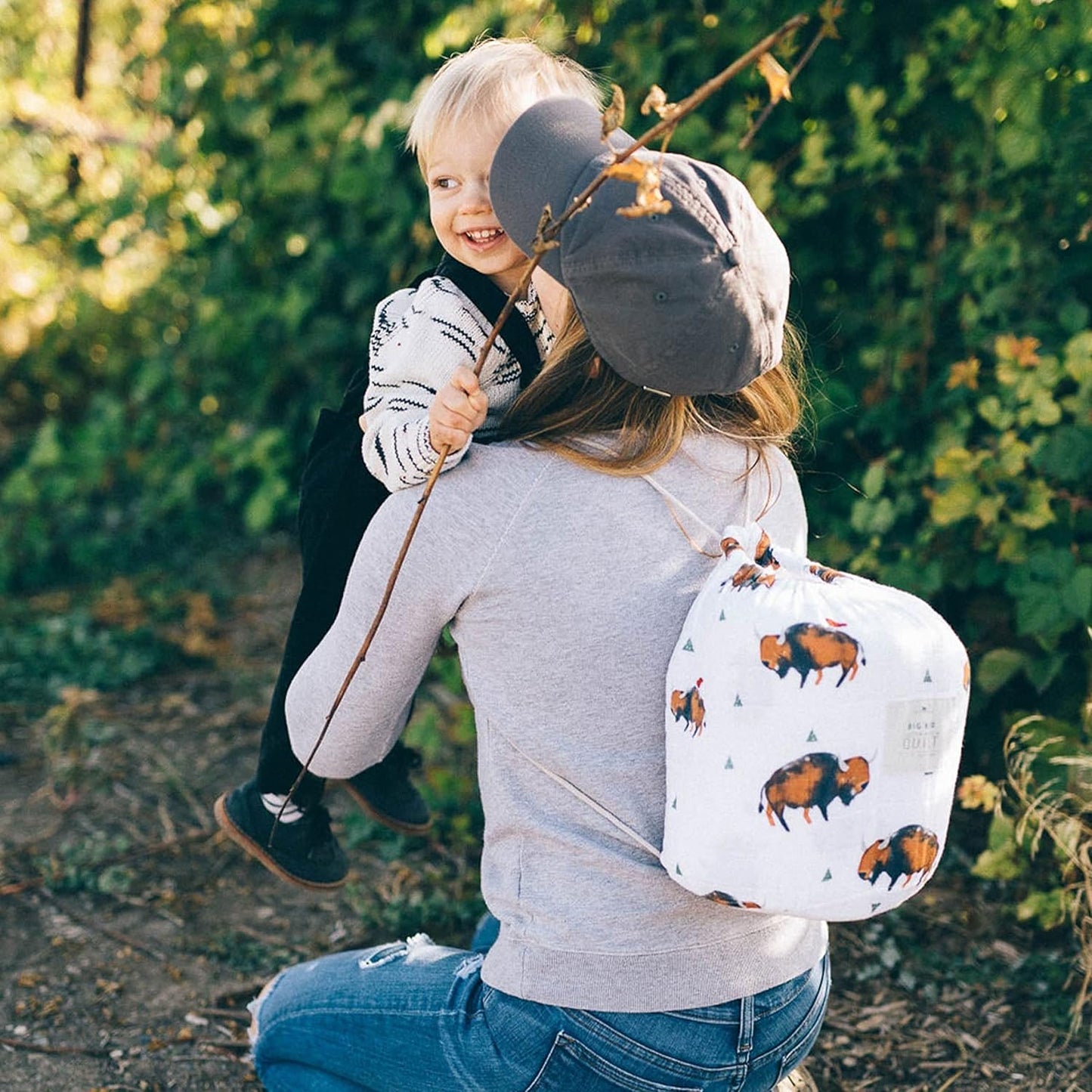 Little Unicorn Premium Quilted Throw | Super Soft, Multi-Layered Muslin XL Blanket| Great for Kids & Families (Bison)