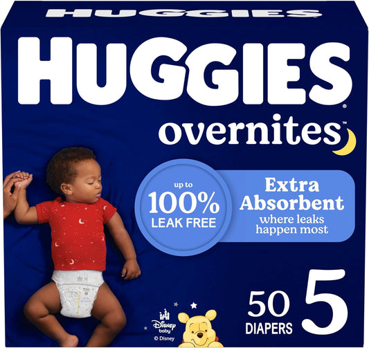 Huggies Overnites Size 5 Overnight Diapers (27+ lbs), 50 Ct, Packaging May Vary