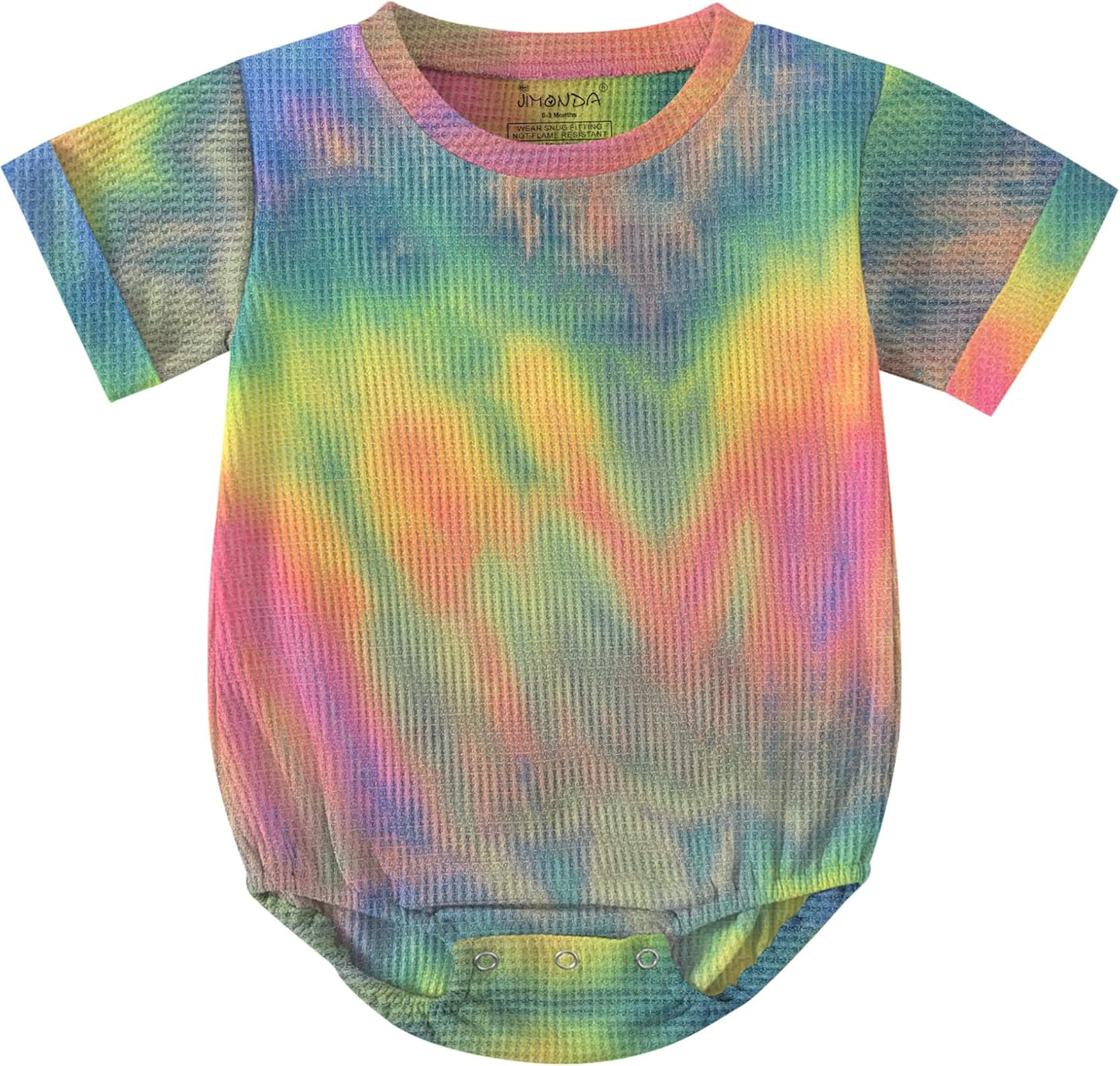 Jimonda Baby Bodysuit Newborn Tie Dye Clothes Infant Waffle One Piece Romper Baby Boys Girls Short Sleeve Jumpsuit Outfits