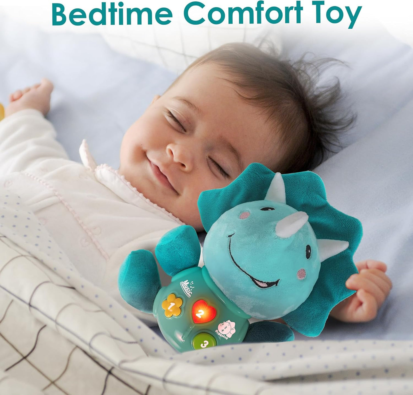 iPlay, iLearn Baby Dinosaur Musical Toys, Newborn Boys Gift, Soft Dino Plush Stuffed Animal, Infant Light Music Time, 1st Birthday Shower Gift Stuffers for 0 1 2 3 6 9 12 18 Month 1-3 Yrs Toddler Girl