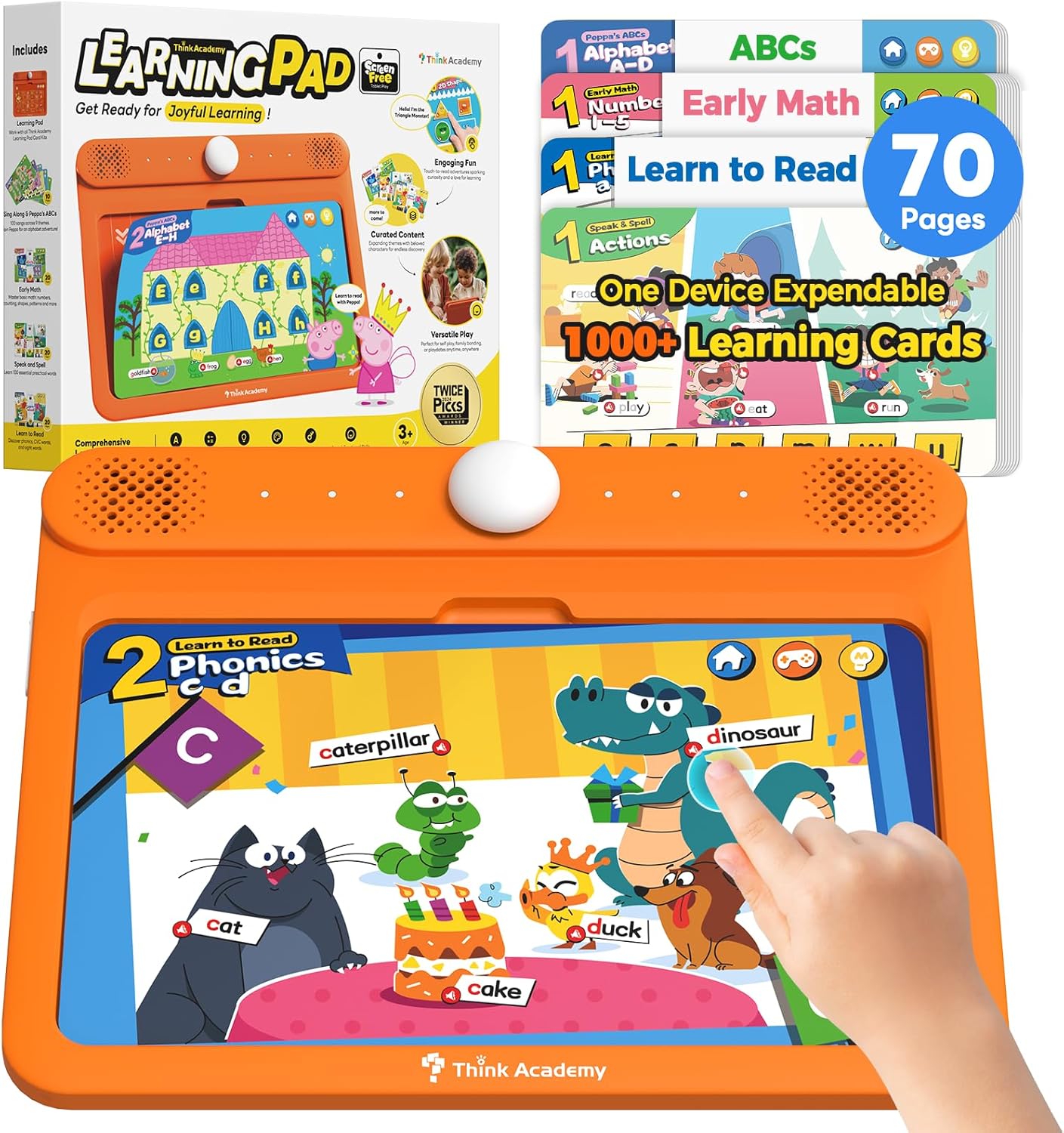 Interactive Electronic Learning Pad - Learn-to-Read System with 70 Sound Pages, Card-Insert for Alphabet, Words, Numbers, Music, Learning Activities for Kids 3-5 Years Old