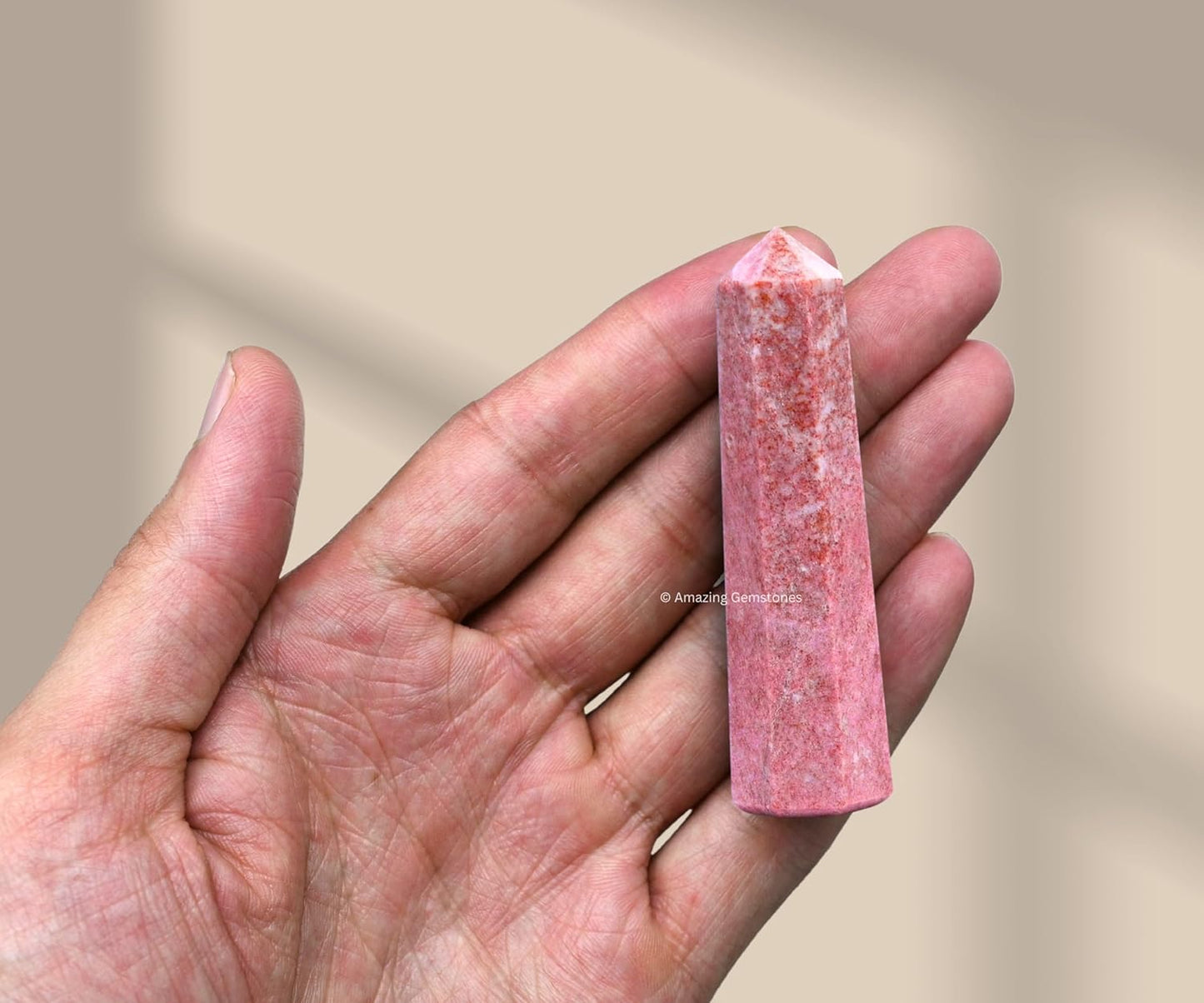 Amazing Gemstone Thulite Crystal Towers - Natural Healing Crystal Point Obelisk for Reiki Healing and Crystal Grid (2" to 3" Inch)