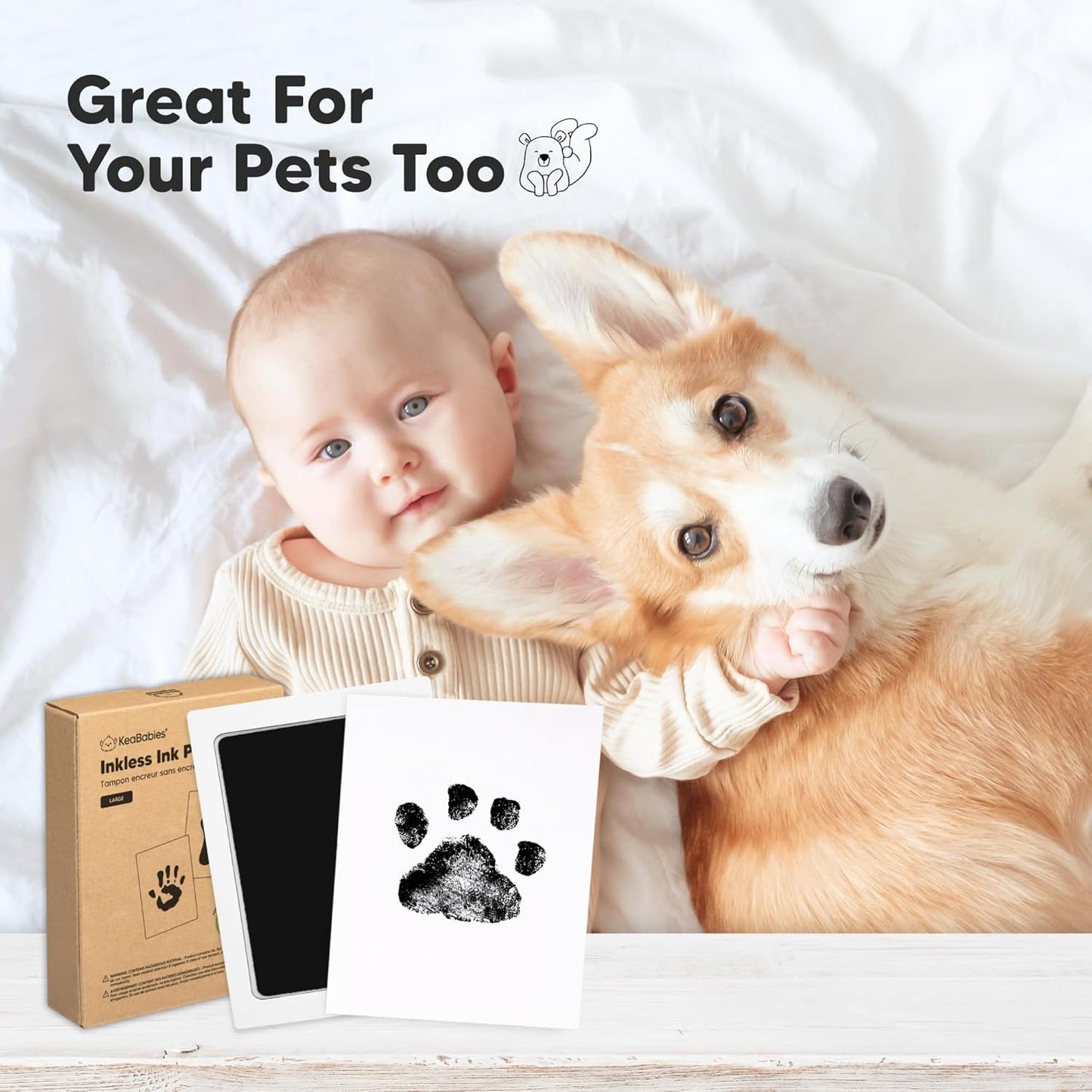 4-Pack Inkless Baby Hand and Footprint Kit - Mess Free Ink Pad for Newborn Keepsake, Dog Nose & Paw Print Kit, Clean Touch Ink Pad for Baby Hand & Footprints, Ideal New Mom Gifts (Halloween, L)