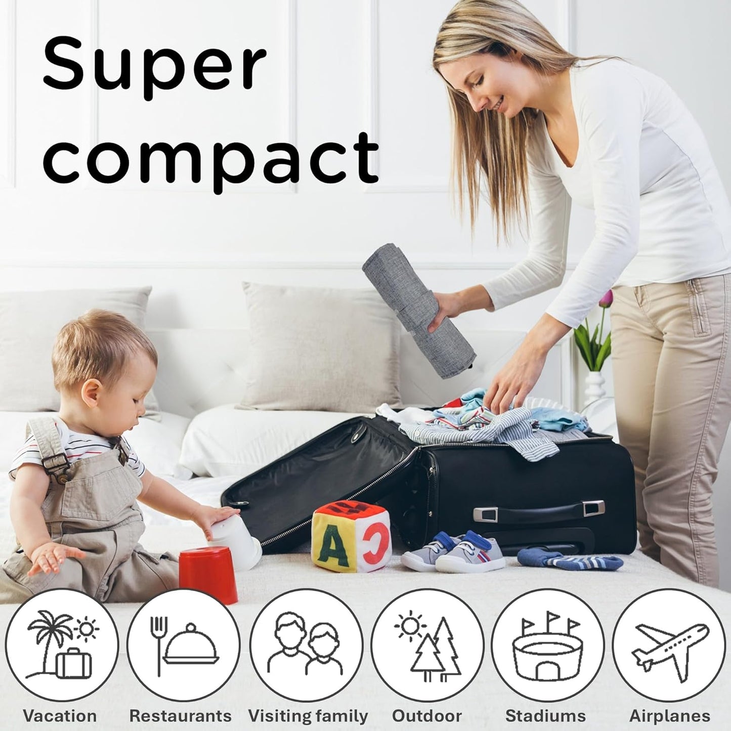 liuliuby Compact Travel High Chair | Portable High Chair for Baby | Baby Travel Essential Harness Seat | Must Haves for Vacations, Restaurants, Family Visits with Babies | Portable Highchair Seat