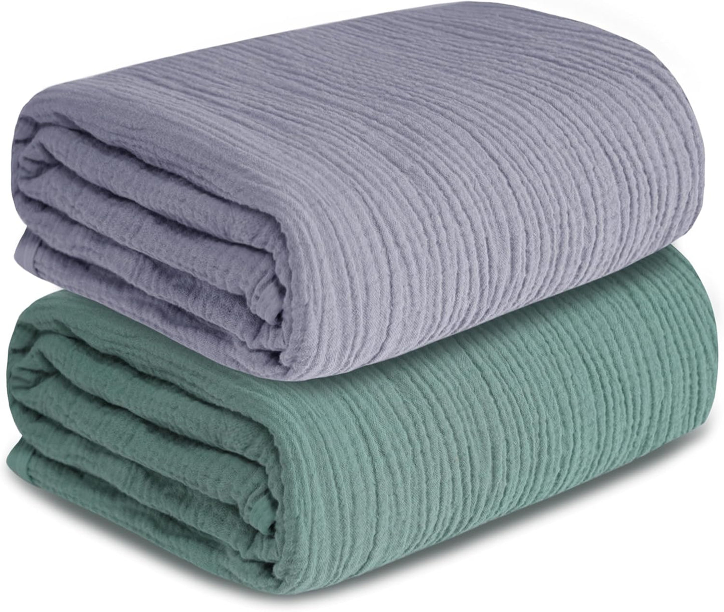 Muslin Swaddle Blankets for Newborn, 2 Pack Breathable Soft Receiving Blanket, Large 41 x 41 inches Swaddle Wrap Burping Clothes, Essentials Infant Shower Items. (Gray & Green)