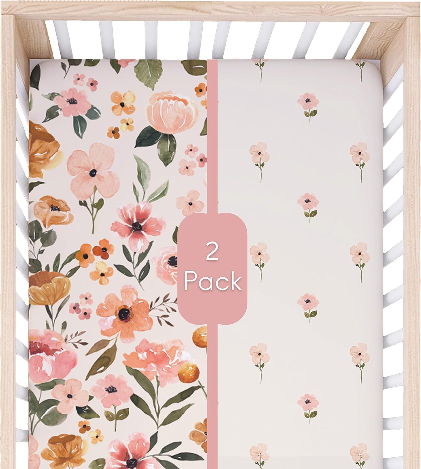 Crib Sheets Set - Premium and Ultra Soft Cotton Blend Fitted Baby Crib Sheet- 2 Pack- Crib Bed Mattress & Toddler Bed Sheet by Max&So