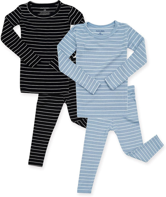 AVAUMA Stripe Pattern Baby Boys Girls Pajama Set Kids Toddler Snug fit Ribbed Sleepwear pjs for Daily Life Style
