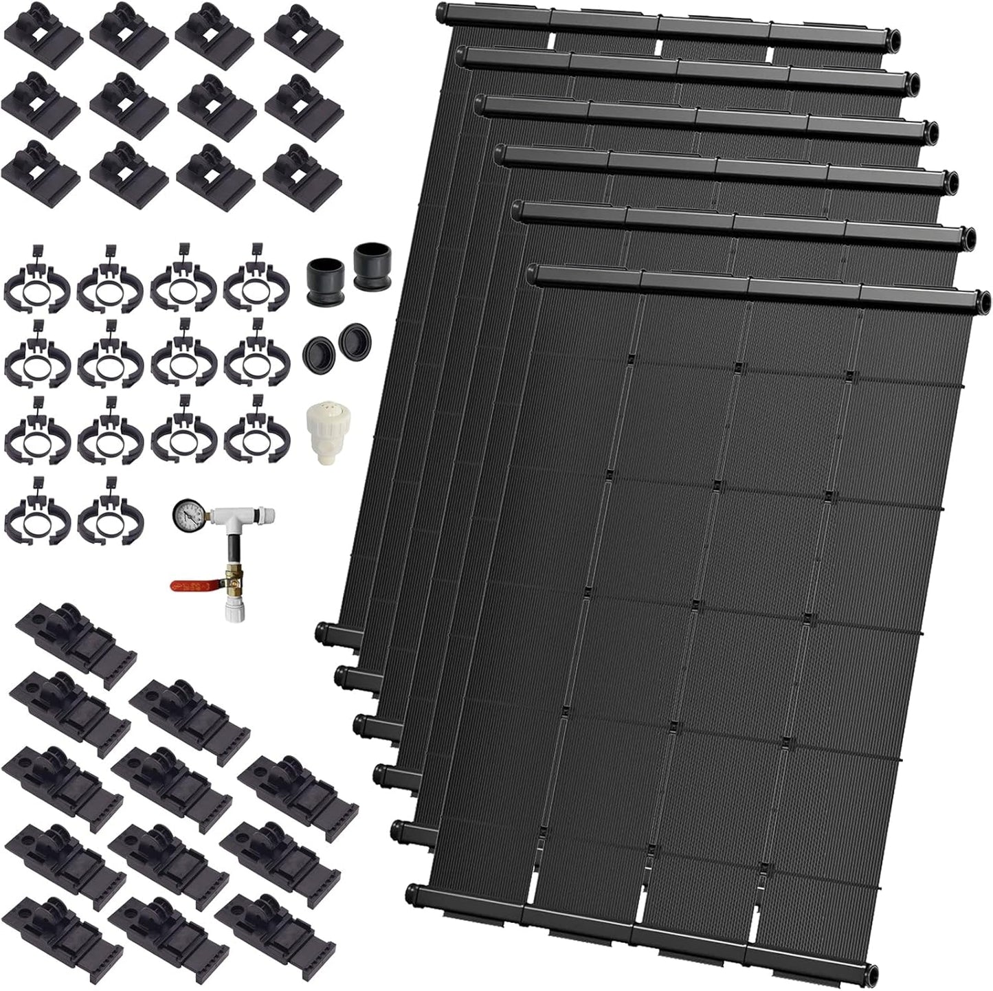 Industrial Grade Solar Pool Heater DIY Kit - Superior High-Wind Strapless Mounting System & Maximum Freeze Resistance (6-4'x6.5' / 156 Square Feet)