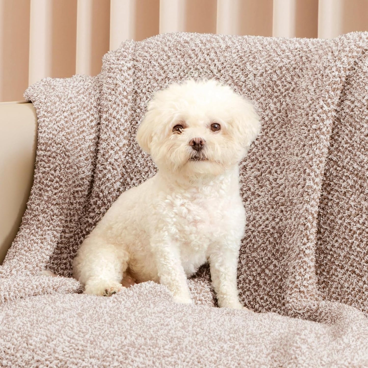 Snuggle Sac Taupe Blankets Twin Size, Reversible Super Soft Bed Blanket Warm Cozy Knit Fuzzy Plush Lightweight Blankets for Bed, Sofa, Living Room, Hotel, Heather Taupe, 60x80 inches