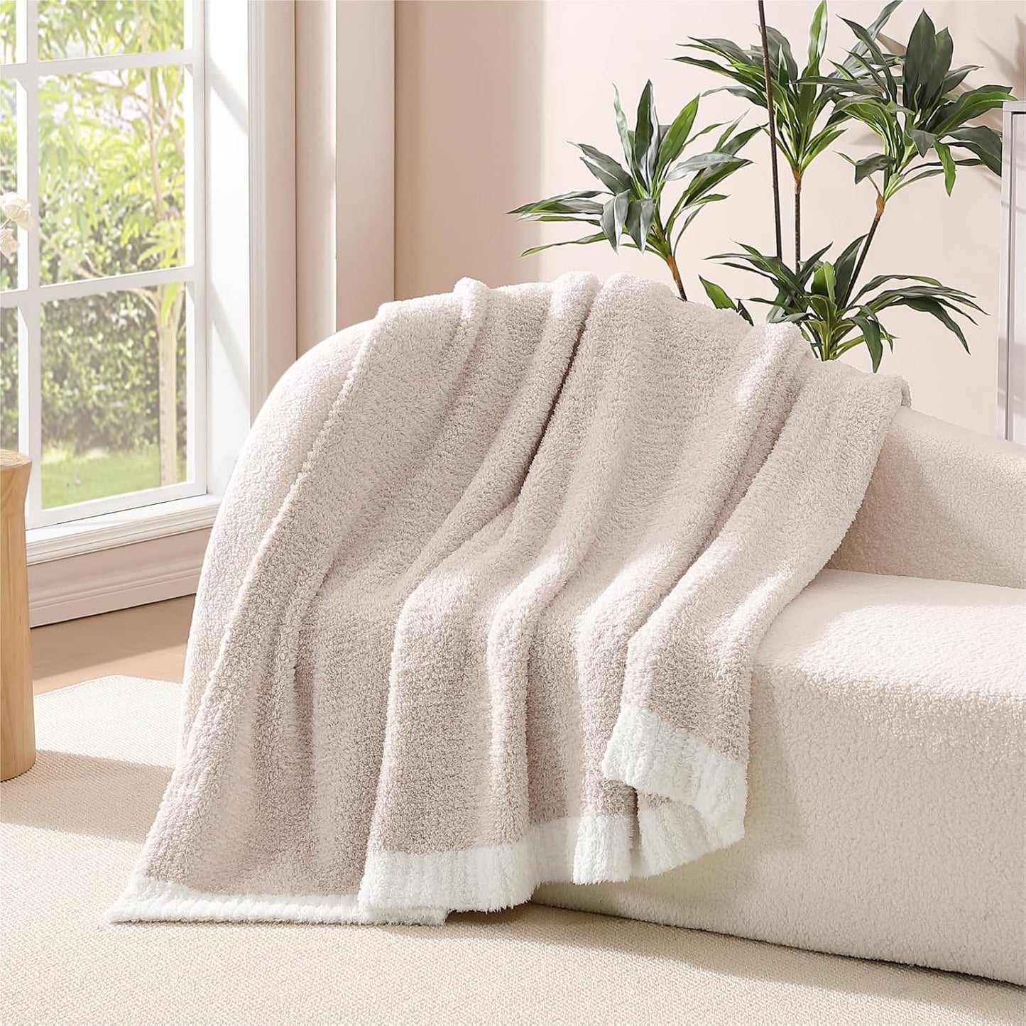 WRENSONGE Throw Blanket Cationic Dyeing Taupe Soft Cozy Fluffy Warm Hand Made Weave Throw Blankets for Couch, Sofa, Chair, Bed, Camping, Picnic, Travel Lightweight Bed Blanket - 60"*80"
