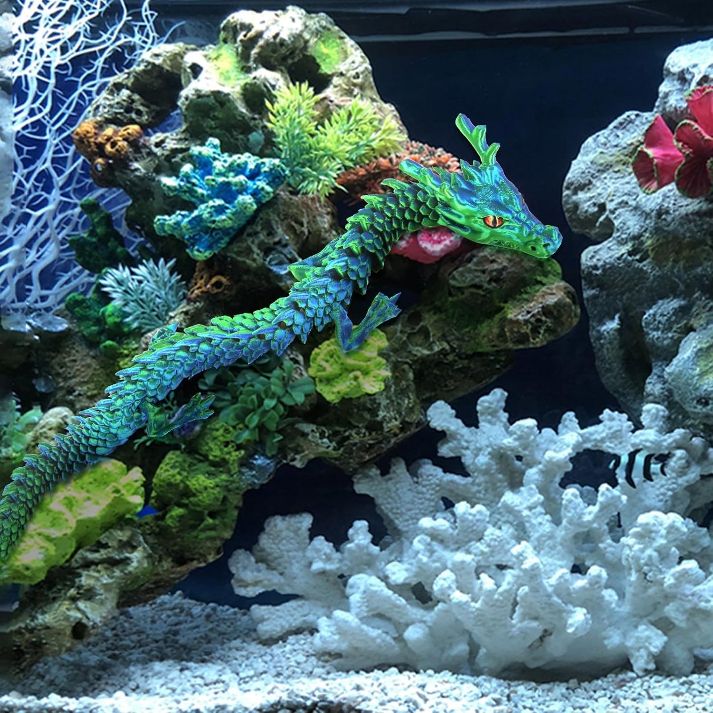 3D Printed Dragon, 17.7 Inch Articulated Dragon, Crystal Dragon, Dragon Fidget Toy, Home Office Decor Executive Desk Toys (Green)