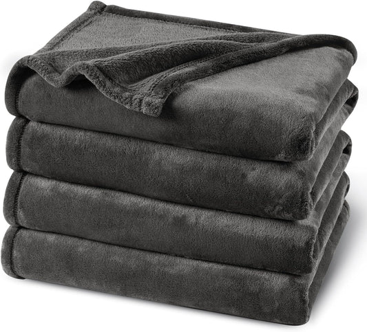 PHF Ultra Soft Fleece Blanket King Size, No Shed No Pilling Luxury Plush Cozy 300GSM Lightweight Blanket for Bed, Couch, Chair, Sofa Suitable for All Season, 108" x 90", Dark Grey