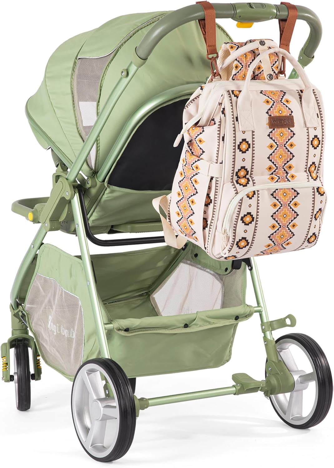 Wrangler Diaper Bag Backpack Aztec Travel Backpack Purses Western Multi-Function Baby Bags for Mom with Waterproof Insulated Pockets