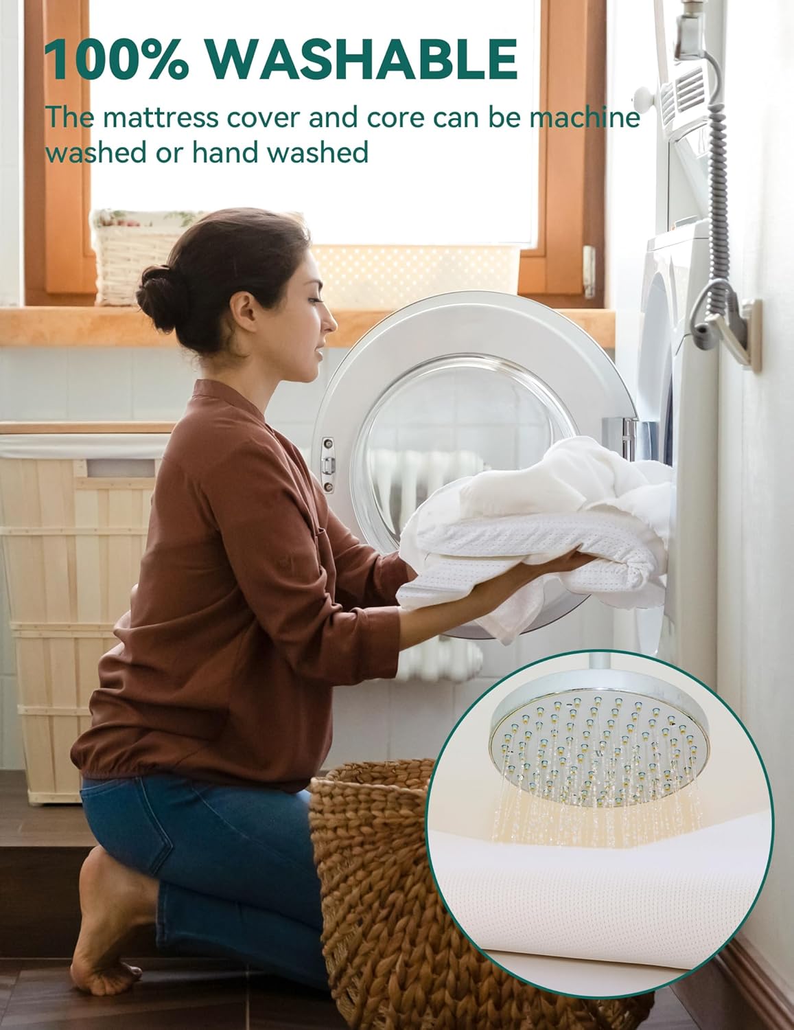 BABELIO Machine Washable Crib Mattress Topper, Soft Breathable Silicone Foam Toddler Mattress Topper Pad with Removable Zipper Cover 52" x 27" x 1"