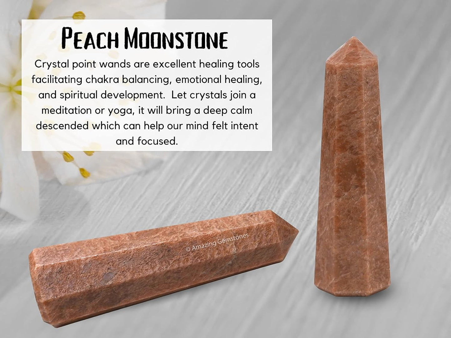 Amazing Gemstone Peach Moonstone Crystal Towers - Natural Healing Crystal Point Obelisk for Reiki Healing and Crystal Grid (2 Inch to 3 Inch)