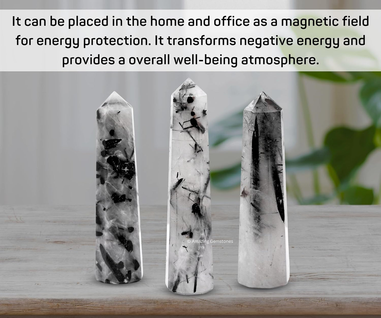 Amazing Gemstone Black Rutilated Quartz Crystal Towers ~ Natural Healing Crystal Point Obelisk for Reiki Healing & Crystal Grid (3- Inch)