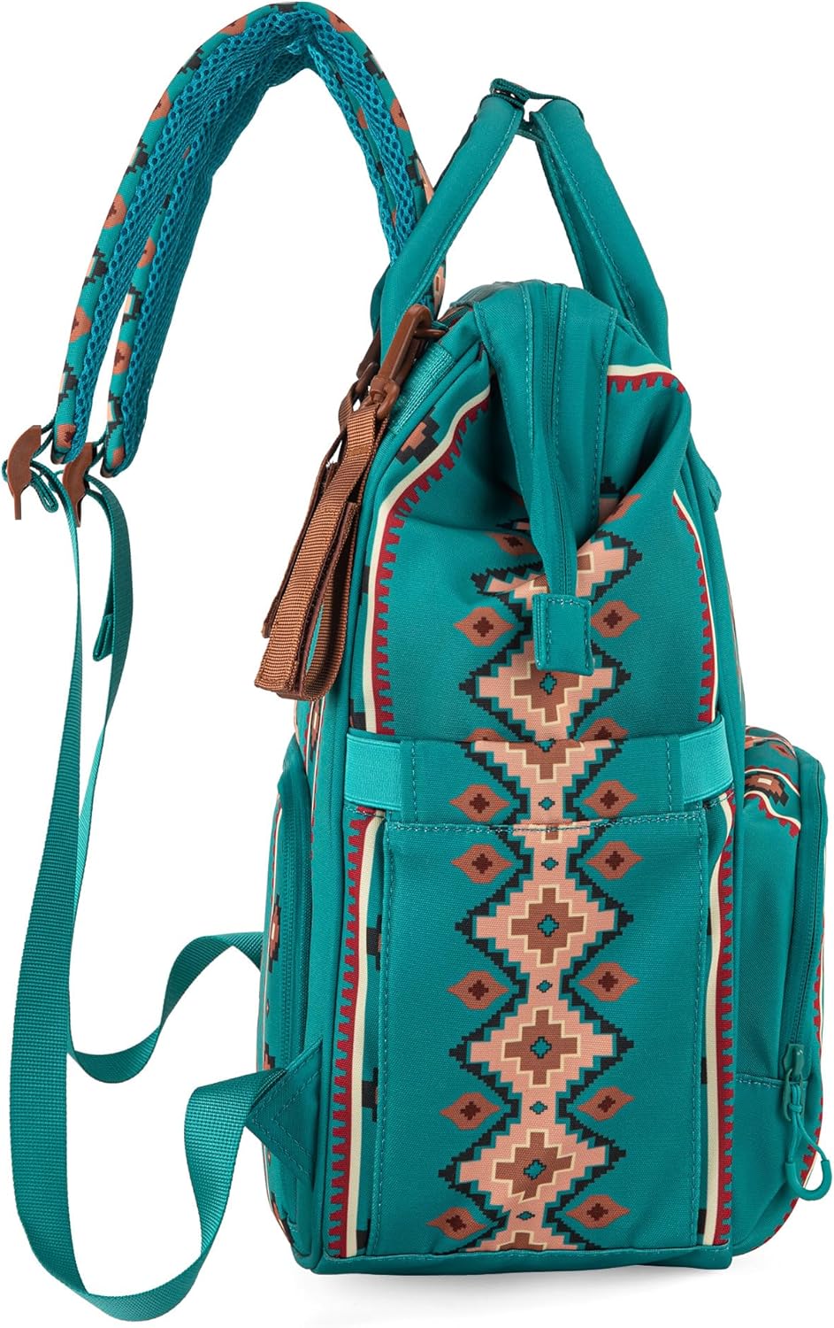 Wrangler Aztec Backpack Organized Daypack Travel Baby Bag with Stroller Strap and Side Bottle Pockets