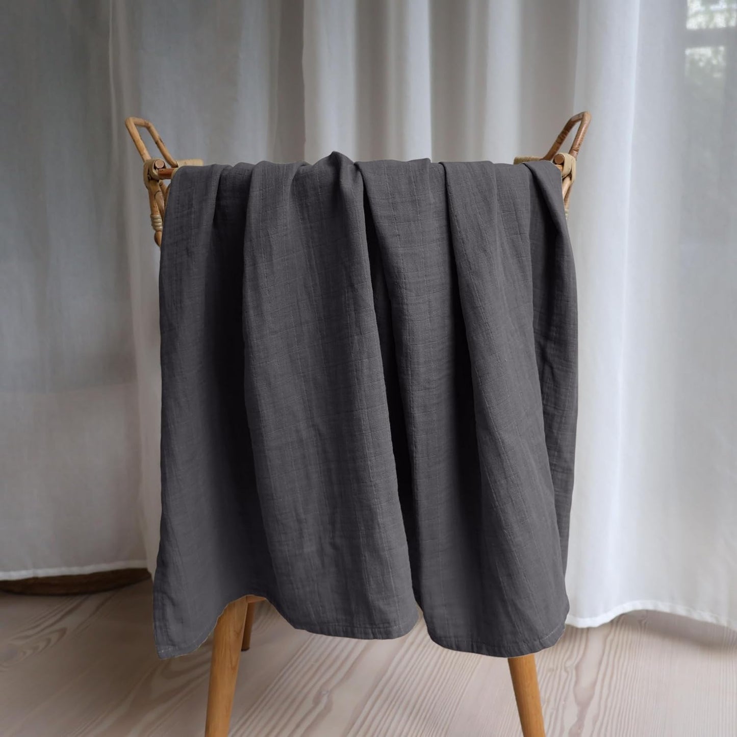 Swaddle - 100% Organic Cotton - Muslin Swaddle Blankets for Newborn, 47" x 47" (Soft Grey)