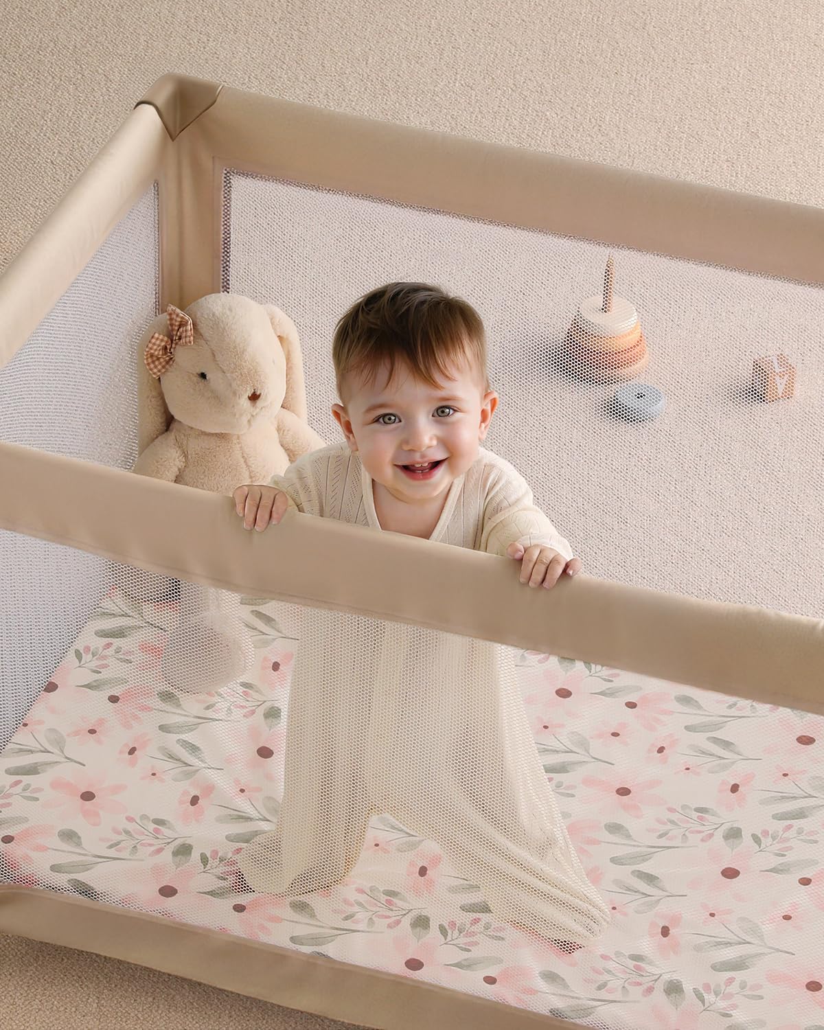 Yoofoss Pack and Play Sheets Girl 2 Pack, 38x26 Mini Crib Sheets Fitted for Baby Compatible with Graco Pack n Play Mattress,Ultra Soft Breathable Microfiber Pink Floral