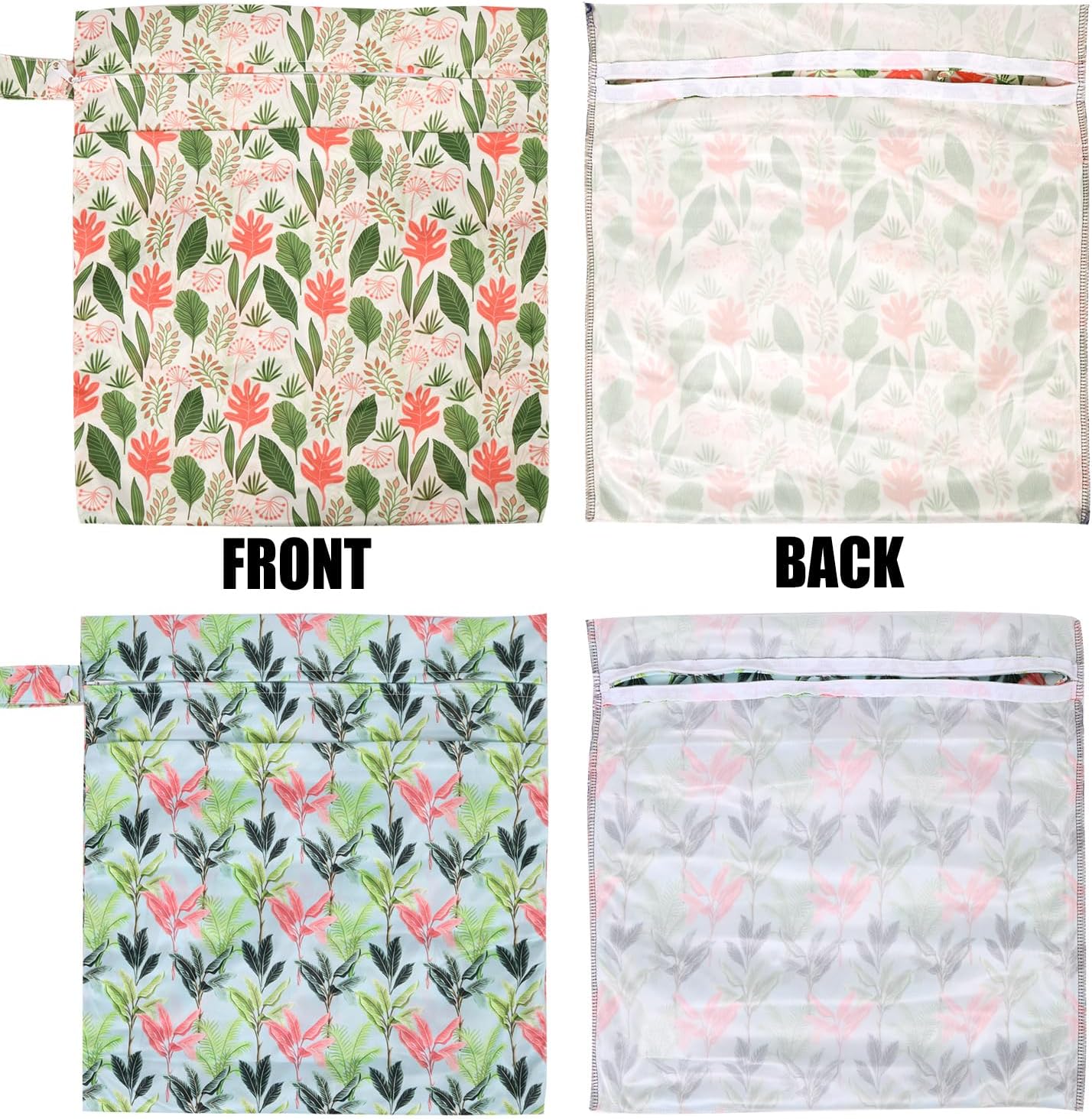 2pcs Travel Waterproof Laundry Bag, Cloth Diaper Wet Dry Bags with Handle & 2 Zipper Pockets, Reusable Washable Dirty Clothes Bag for Baby Adult Travelling Hanging, Bathing Beach Pool Daycare